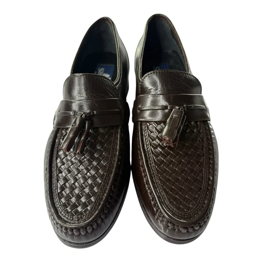 Stafford Corey II Brown Woven Tassel Loafers Men's Size 8D Leather Dress Shoes